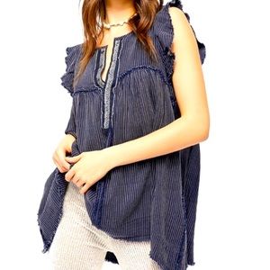 Free People We the free blue ridge indigo top size Xs